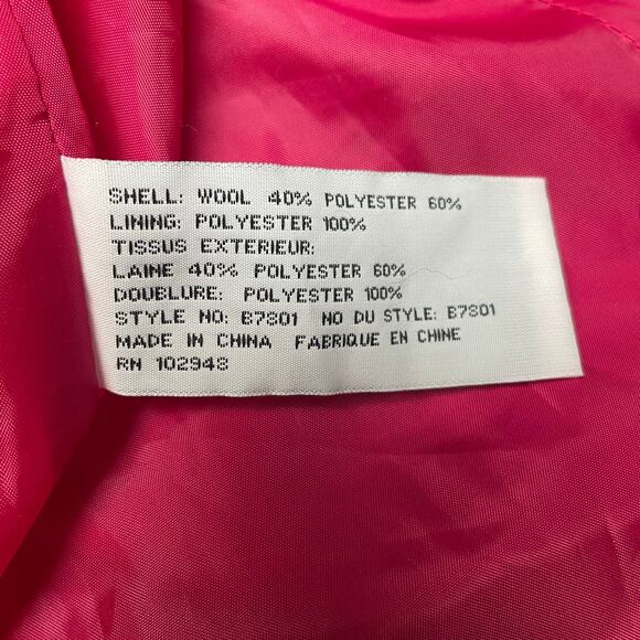 Y2K Tulle Clothing Pink Wool Double Breasted Jacket Bling Buttons Ruffle Medium - Picture 6 of 6